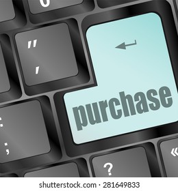 computer keyboard with purchase button vector