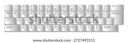 Computer keyboard. Realistic keyboard in white color for PC with alphabet buttons. Vector.