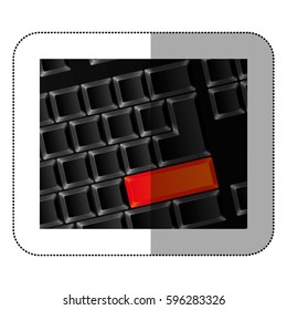 computer keyboard with red button, vector illustraction design
