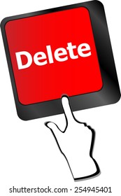 Computer keyboard - Red key Delete, business concept