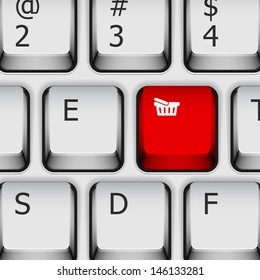 Computer Keyboard with Shopping Key 