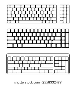 Computer keyboard silhouette, icon, vector, illustration isolated on white background.