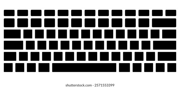 Computer keyboard silhouette. Key buttons for pc or laptop. Vector illustration isolated on white.