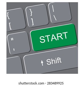 Computer keyboard with start button concept