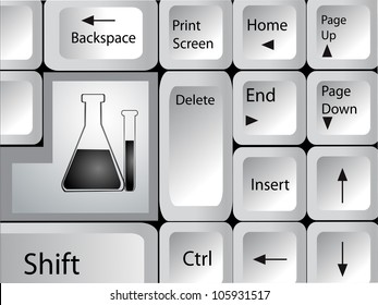 Computer keyboard with test tubes key. EPS 10.