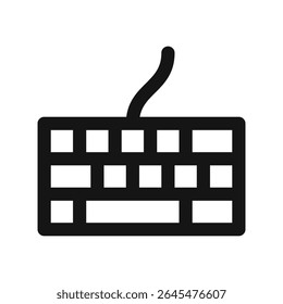 Computer keyboard UI icon, wired keyboard simple line user interface vector symbol
