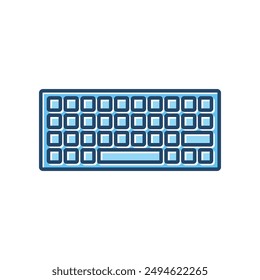 Computer keyboard vector icon, blue color design on white color background.