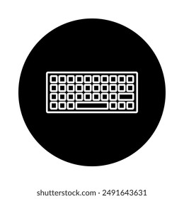 Computer keyboard vector icon, white line flat design keyboard on black background.