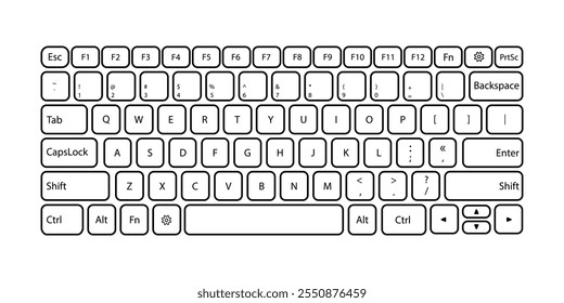 Computer keyboard vector illustration. Computer keyboard keys