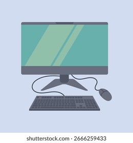 Computer and keyboard vector illustration in a modern style