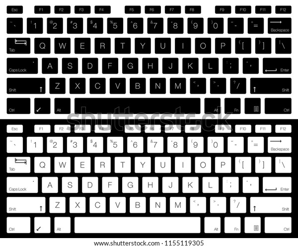 Computer Keyboard Vector Isolated Black White Stock Vector (Royalty ...
