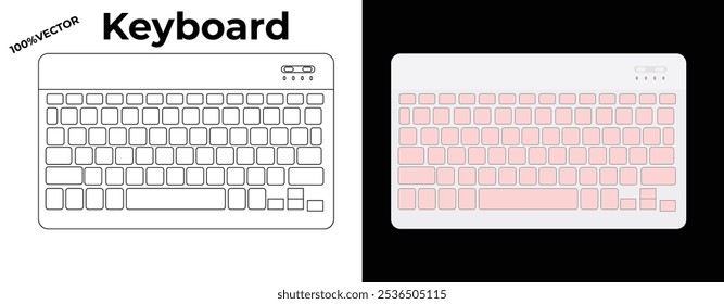 Computer keyboard vector and line art set