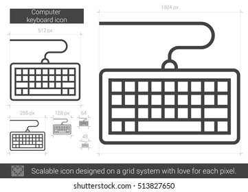 Computer keyboard vector line icon isolated on white background. Computer keyboard line icon for infographic, website or app. Scalable icon designed on a grid system.
