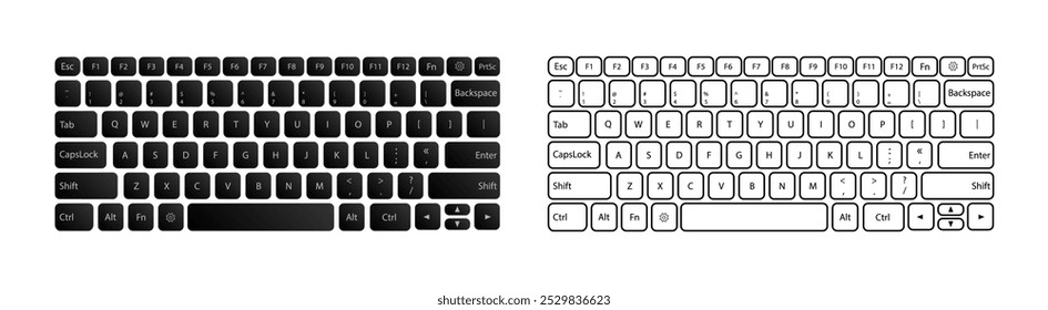 Computer keyboard vector set. Computer keyboard illustration