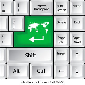 Computer Keyboard with Worldmap Key