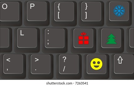  Computer keyboard with xmas keys in vector
