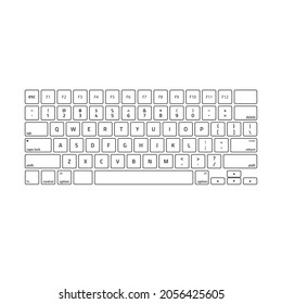 Computer keyboards. Modern, compact keyboard in white and black color. Technology design. Keyboard with alphabet.