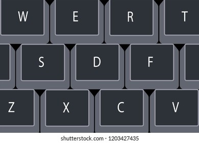 Computer keypad buttons. Vector illustration. Close up to keyboard.