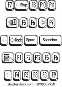computer keys black and white