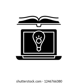 Computer knowledge black icon, vector sign on isolated background. Computer knowledge concept symbol, illustration 