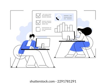 Ilustración vectorial de concepto abstracto de Computer Lab. Conocimientos informáticos avanzados, aprendizaje de tecnología de la información, laboratorio universitario a petición, metáfora abstracta de equipos de clase de tecnología universitaria.