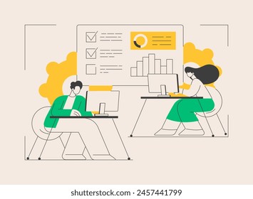 Computer Lab abstract concept vector illustration. Advanced computer skills, information technology learning, university on demand laboratory, college tech classroom equipment abstract metaphor.