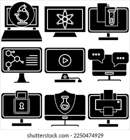 Computer Lab icon set glyph style part three