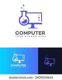 computer lab logo Vector Template