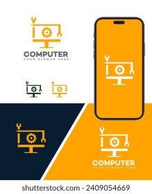 computer lab logo Vector Template