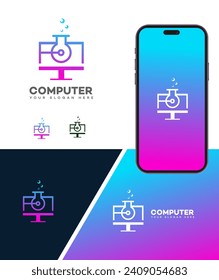 computer lab logo Vector Template