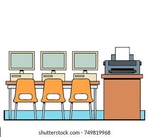 A computer lab, as might be found in a school