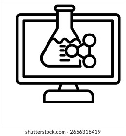 Computer Lab Outline Icon Vector Illustration