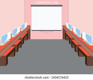 Computer lab room vector design.