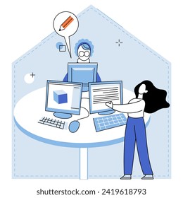 Computer lab. Vector illustration. Automation has revolutionized industries, bringing efficiency and productivity Digital technology has transformed businesses and industries, driving innovation