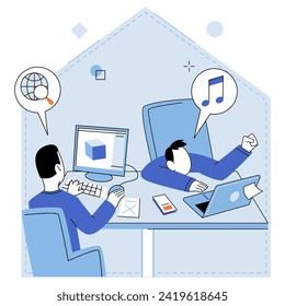 Computer lab. Vector illustration. The computer lab concept encourages collaboration and knowledge sharing among students Technological innovations drive progress competitiveness