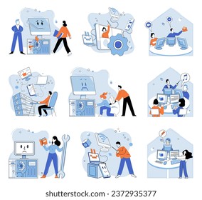 Computer lab. Vector illustration. Invention and innovation are key drivers future technology The future holds exciting possibilities with advancements in machinery and automation Control systems