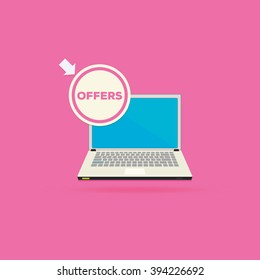 computer with label offer