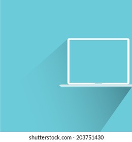 computer, labtop, blue background, flat and shadow theme