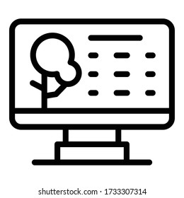 Computer landscape designer icon. Outline computer landscape designer vector icon for web design isolated on white background