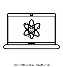 computer laptop with atom isolated icon
