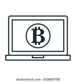 computer laptop with bitcoin symbol