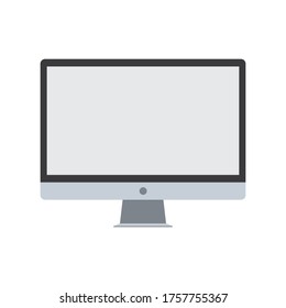 computer laptop blank screen vector on white background. monitor website mockup. pc image illustration. desktop icon cute modern design. office equipment. lcd front view.  digital