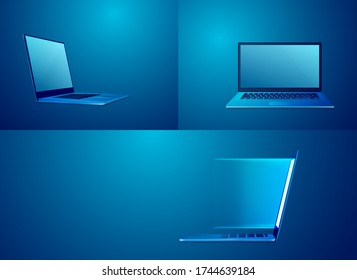 Computer Laptop With Blue Background For Decoration