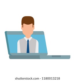 computer laptop with businessman