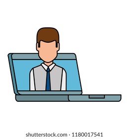 computer laptop with businessman