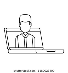 computer laptop with businessman