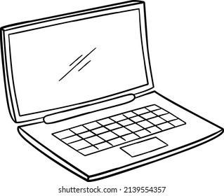 Computer laptop cartoon illustration icon with empty lcd panel