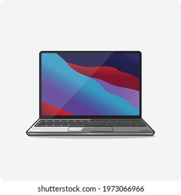 Computer laptop colorful wallpaper space gray color, vector design and isolated background.