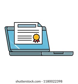 computer laptop with diploma