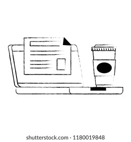 computer laptop with diploma and coffee